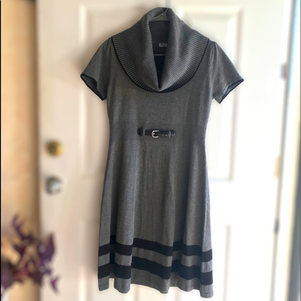 Eliza J Gray Cawl Neck Knitted Sweater Mini Dress Size M